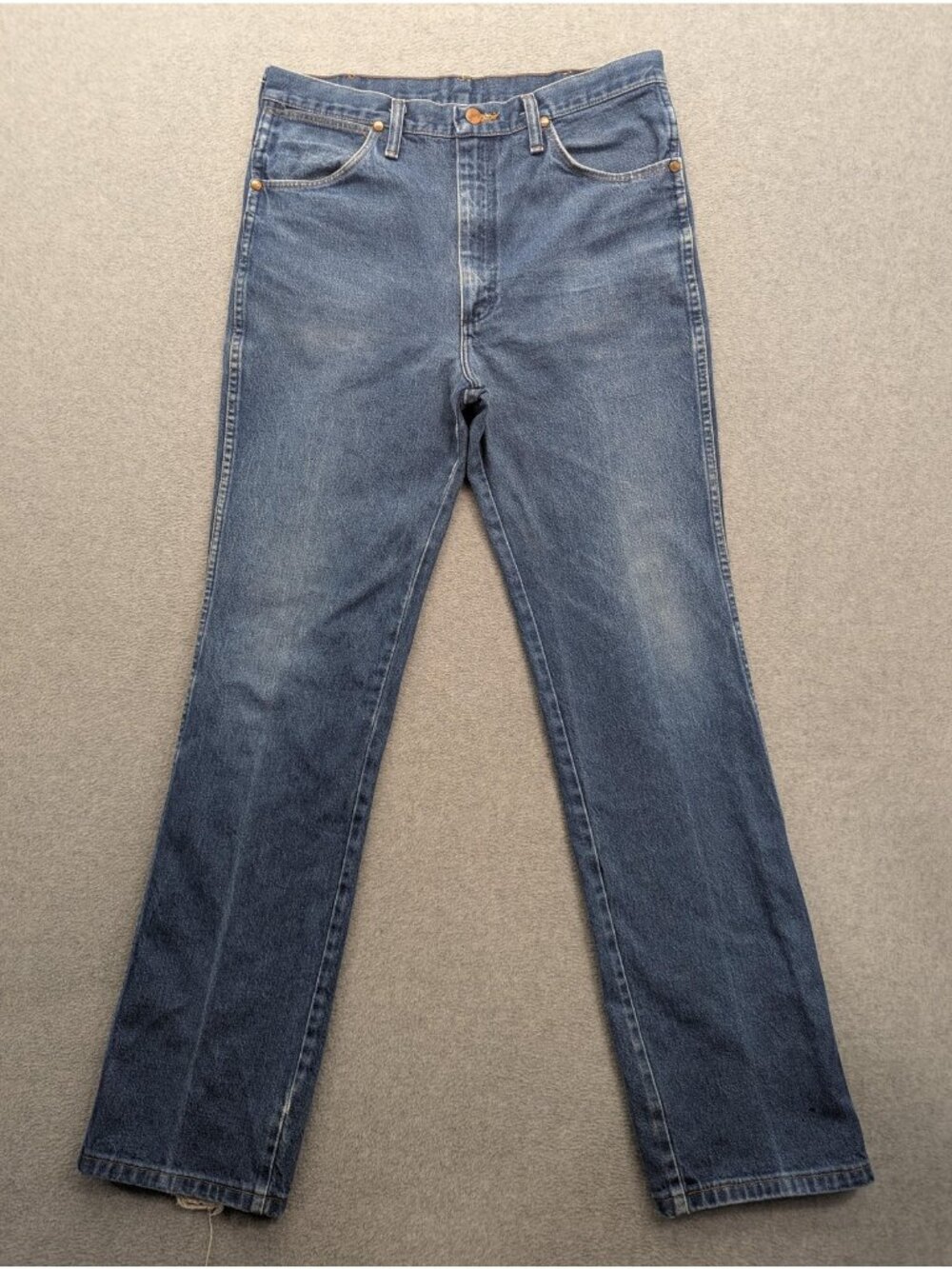 Wrangler 936DEN Jeans Mens 34x34 Blue Medium Wash Slim Straight Cowboy Cut Denim